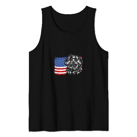 Dog Maltese Funny Proud Maltese American Flag patriotic dog Tank Tops