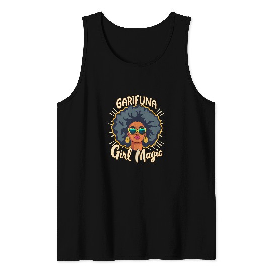 Garifuna Girl Magic Queen Garinagu Caribbean Black History Tank Tops