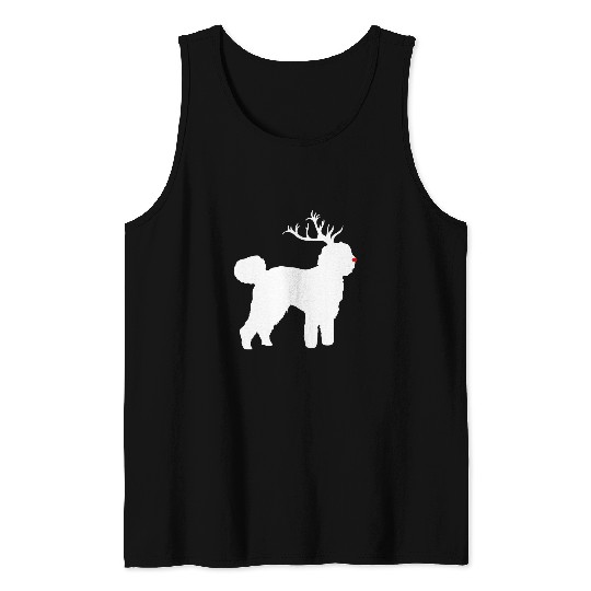 Funny Labradoodle Dog Christmas Reindeer Antlers Xmas Tank Tops