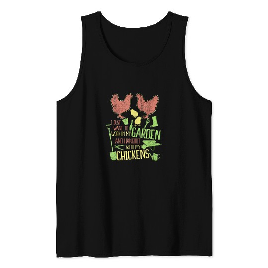 Chickens And Gardening Succulent Plant Lover Cute Gardener Tank Tops