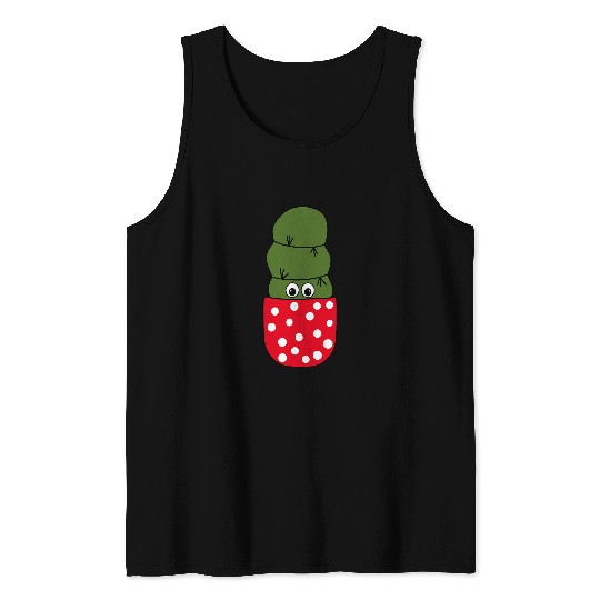Chunky Cactus In Polka Dotted Pot Tank Tops