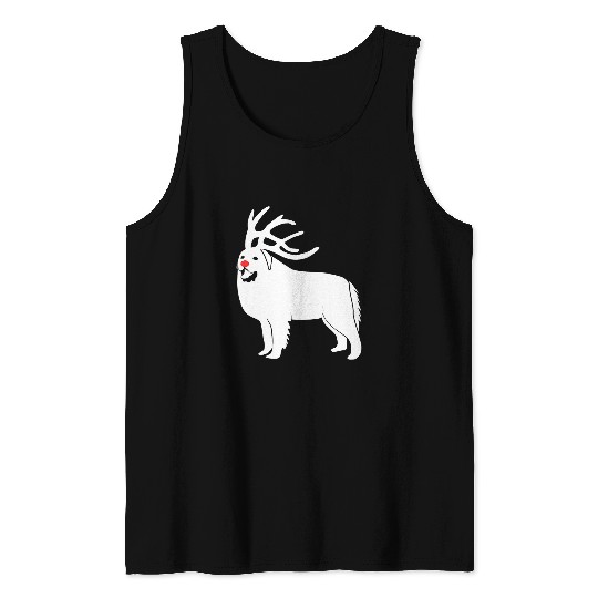 Great Pyrenees Christmas Reindeer Antlers Funny Tank Tops