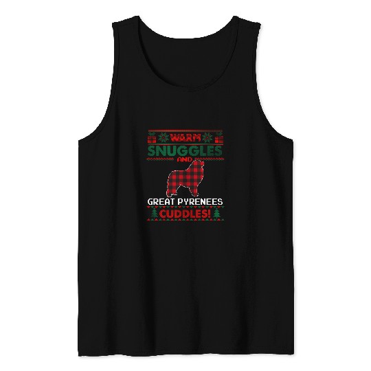 Great Pyrenees Christmas Pajama Ugly Christmas Sweater Tank Tops