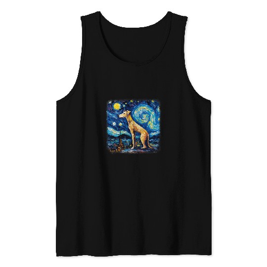 Dog in starry night van gogh Italian Greyhound Tank Tops