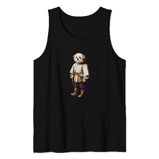 Funny Lhasa Apso Dog Baroque Art Tank Tops
