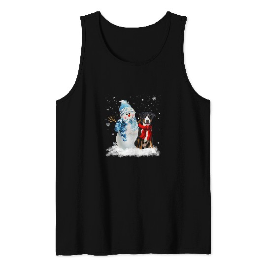 Greater Swiss Mountain Christmas Snowman Christmas Pajama Tank Tops