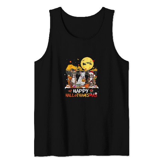 Bull Terrier Happy Hallothanksmas Halloween Thanksgiving T 13 Tank Tops