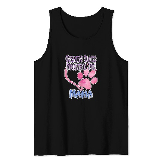Greater Swiss Mountain Mama Dog Canine Dog Lover Paw Print Tank Tops