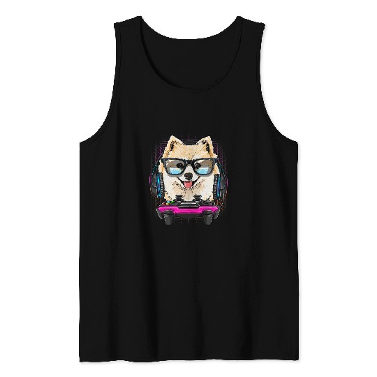 Dog Pomeranian Gaming Pomeranian Video Gamer Player Dog Lover 100 Tank Tops