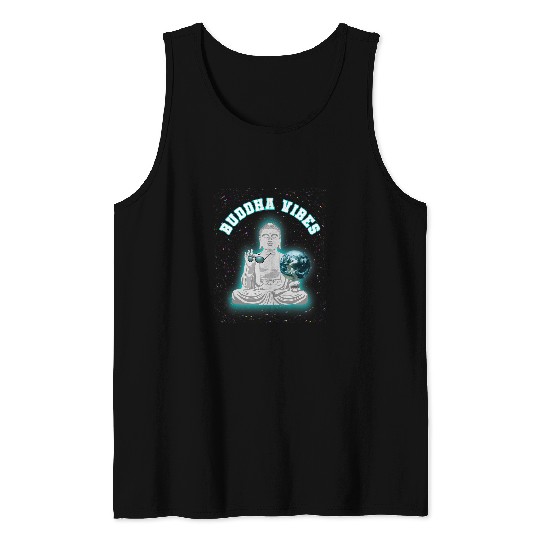 Cool Buddha with Sunglasses for Yoga Fitness Retreats Tank Tops