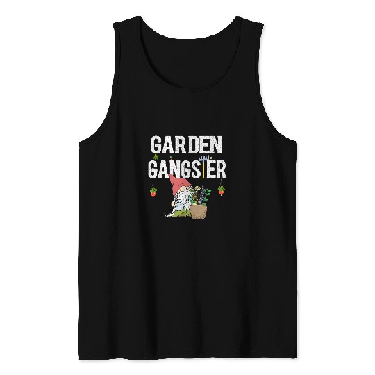 Garden Gangster Gnome Gardener Fun Outside Gardening Tank Tops