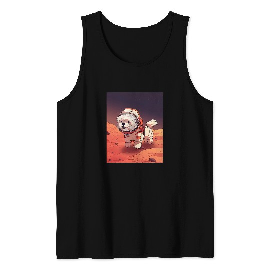 Havanese Mars Funny Dog Astronaut Tank Tops