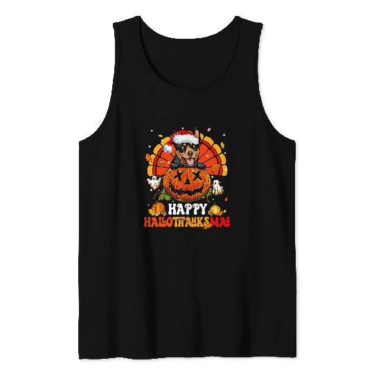 Dog Australian Kelpie Hallothanksmas Halloween Thanksgiving 213 Tank Tops