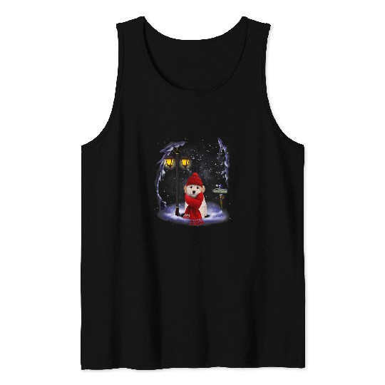 Dog Maltipoo Santa Snow Christmas Light Winter Pajama Tank Tops