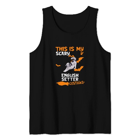 English Setter Costume Halloween Lazy Scary Dog Tank Tops