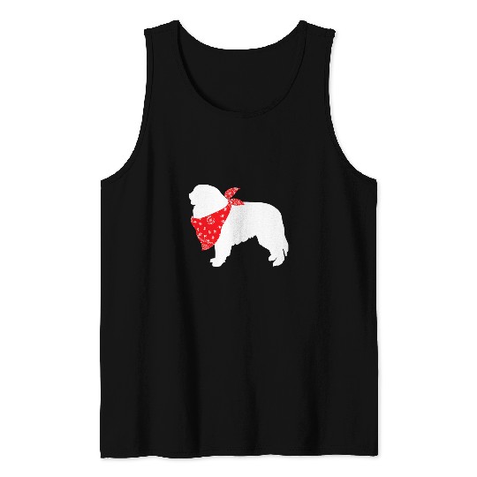 Great Pyrenees Dog Wearing Red Bandana Tank Tops