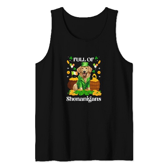 Full Of Shenanigans Golden Retriever St Patricks Day Dog Tank Tops