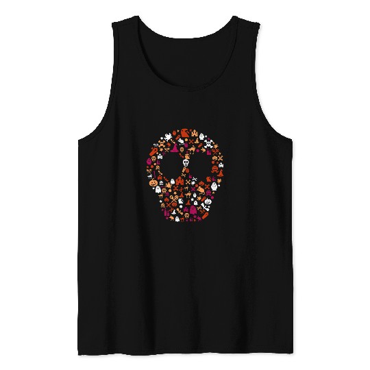 Halloween Lesbian Pride LGBTQ wlw Skull Femme Skeletons Art Tank Tops