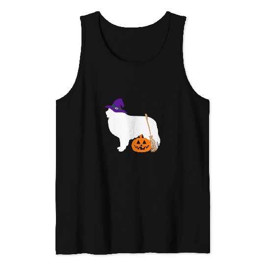 Great Pyrenees Halloween Dog Wearing Witch Hat Tank Tops