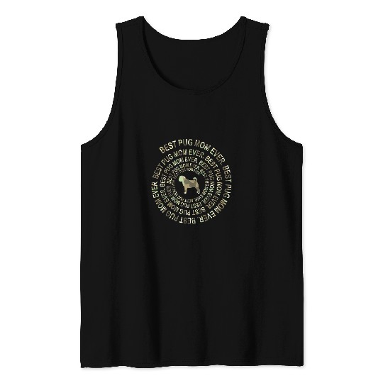 Flag US Camo Pug Dog Mom Ever Spiral Dog Lover Tank Tops