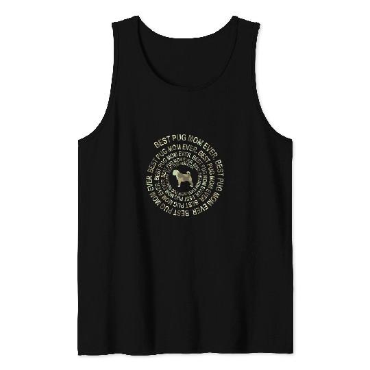 Flag US Camo Pug Dog Mom Ever Spiral Dog Lover Tank Tops