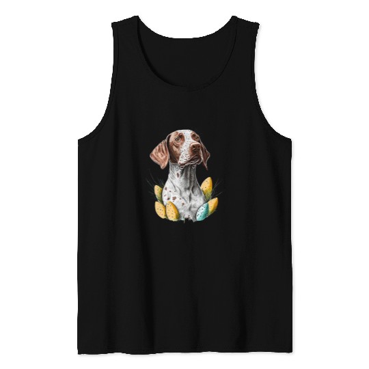 Funny german shorthaired pointer Cute Easter Day Bunny Eggs Tank Tops