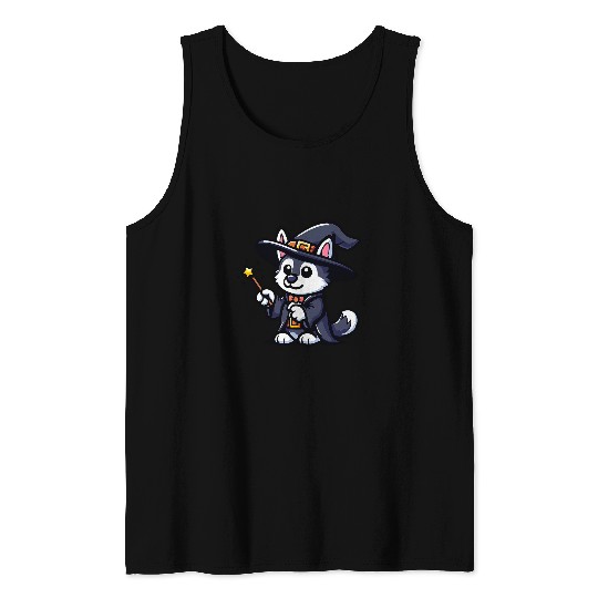 Husky Wizard Funny Dog Magic Tank Tops