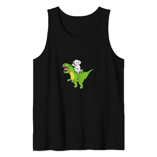 Great Pyrenees Riding TRexs Dinosaur Dog Tank Tops