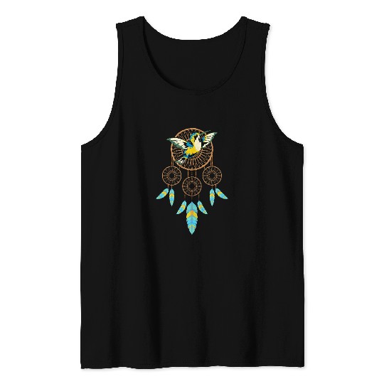 Indigenous Boho Hummingbird Native American Dreamcatcher Tank Tops