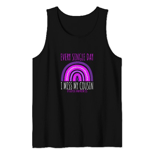 Kids Purple Rainbow In Memory Of Cousin Epilepsy Awareness Tank Tops