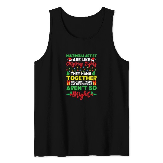 Christmas Light Multimedia Artist xmass Holiday Tank Tops