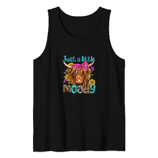 Just ALittle Moody western Cow heifer sunflower 2butterfly Tank Tops