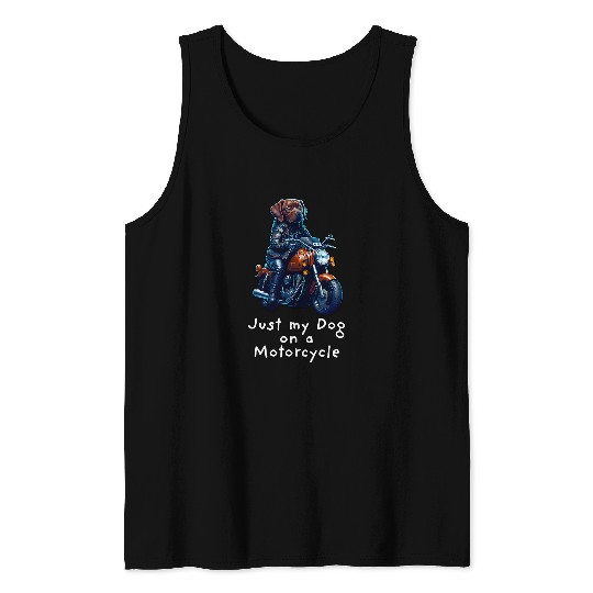 Cute brown labrador drives motorcycle at Christmas 21 Tank Tops