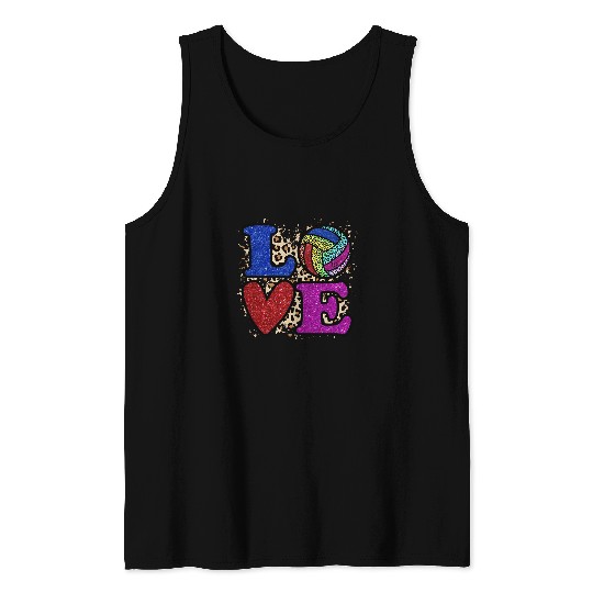 Cute Love Volleyball Leopard Print Women Girls Volleyball Tank Tops