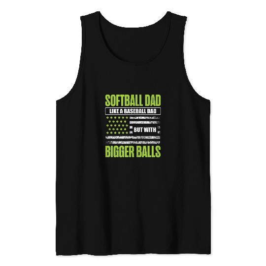 Funny Softball Dad Like A Baseball Dad US Flag Fathers Day Tank Tops