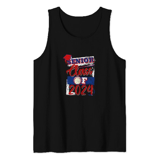 Class of 2024 Senior Baseball Player High School Graduation Tank Tops