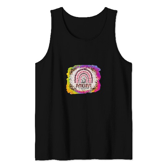 Mothers Day Baseball Mom Leopard Softball Bleached TieDye Tank Tops