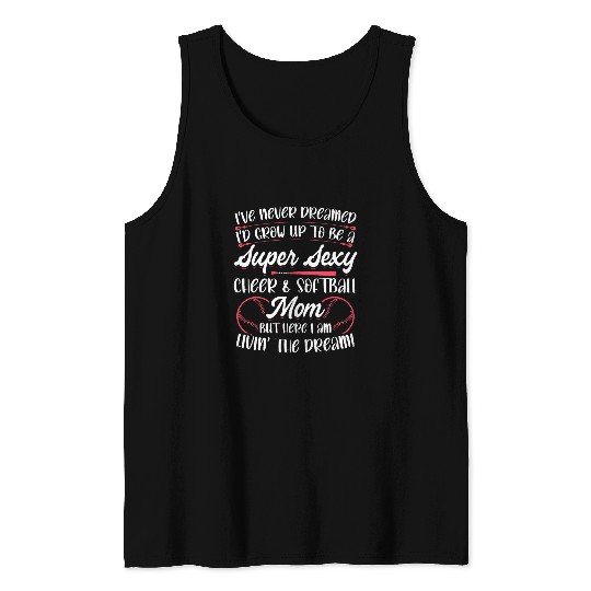 Funny Softball Cheer Mom Graphic Women Moms Cheerleader 2 Tank Tops