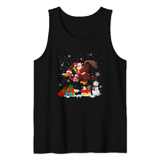Santa Riding Vulture Bird Christmas Pajama Family Snowman Tank Tops