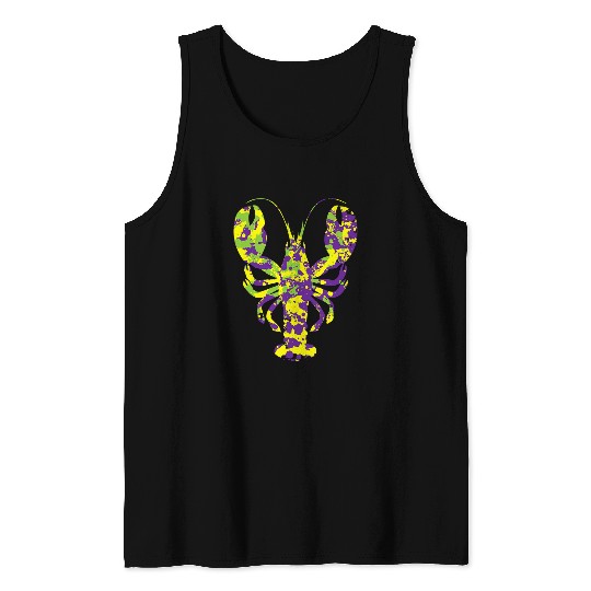 Crawfish Art Mardi Gras Colors Crab Lobster Party Animal Tank Tops