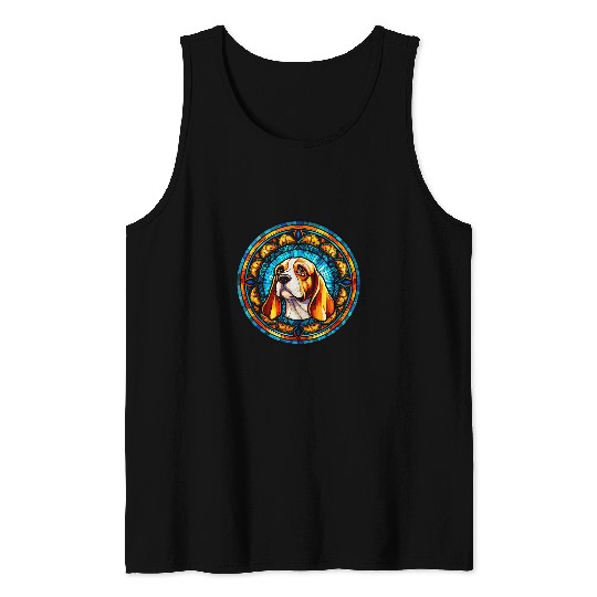 Cool Stained Glass Art Dog Abstract Mosaic Beagle Tank Tops