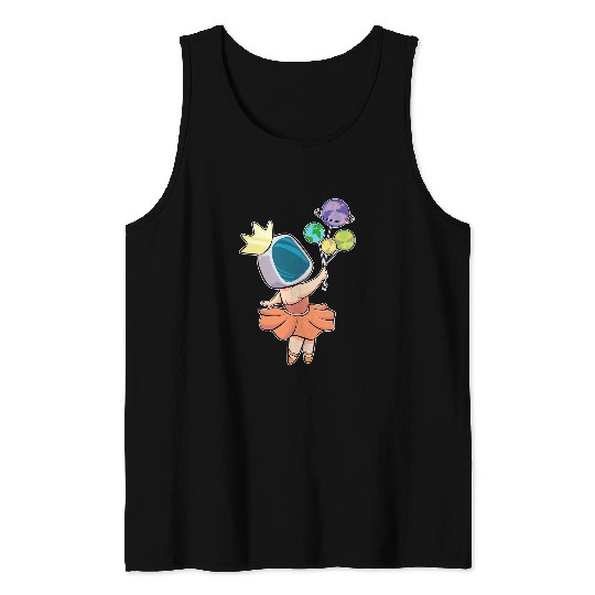 Cute Ballerina Girl Space Astronaut Balloons Spaceman Fan Tank Tops