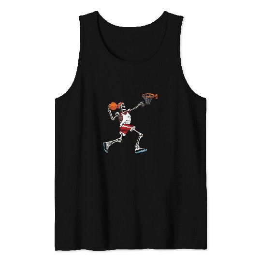 Basketball Skeletons Halloween Men Boys Basketball Halloween 2 Tank Tops