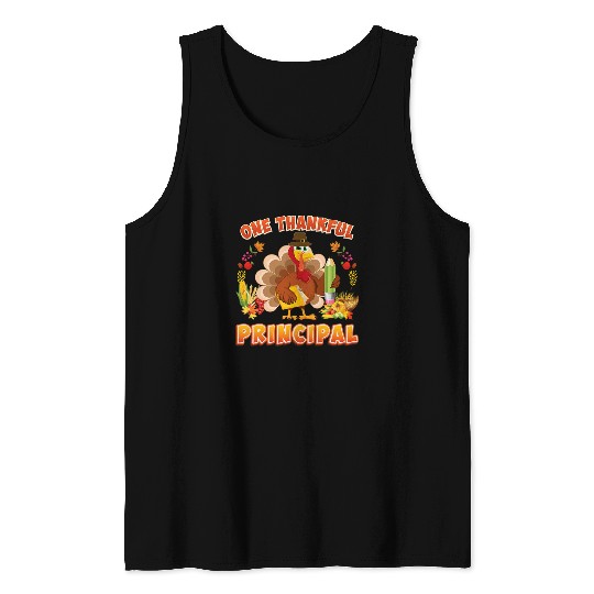 one thankful principal turkey thanksgiving grateful blessed Tank Tops