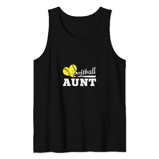 Funny Softball Aunt Baseball Lover Women Mothers Day 1 Tank Tops
