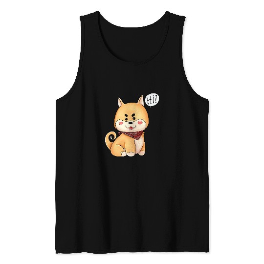 Dog Shiba Inu Chibi Kawaii Shiba Inu Dog Say Hi 462 Tank Tops