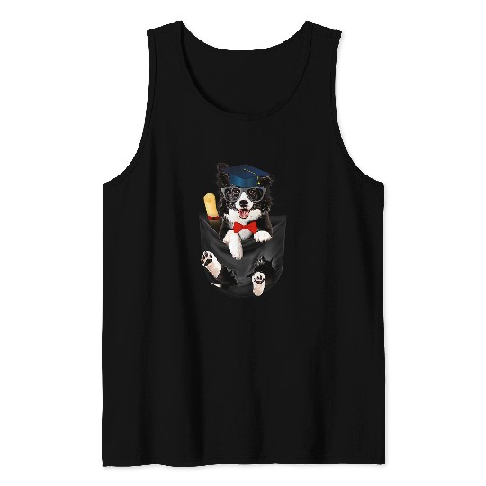 Border Collie In Pocket Tee Funny Graduation Class Of Tank Tops