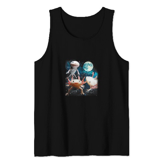 Three Axolotls Starry Night 2Axolotls Howling At The Moons Tank Tops
