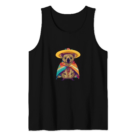 quokkas in Mexican Cinco De Mayo Sombrero and Poncho 21 Tank Tops