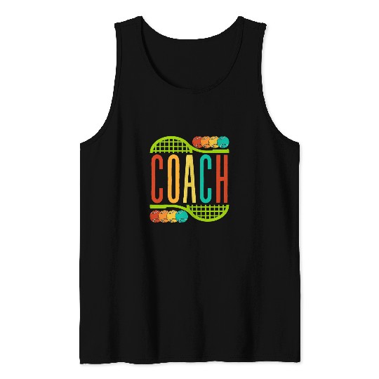 Coachs Tennis Racket Balls Men Women Sports Coaching Game Fun Tank Tops